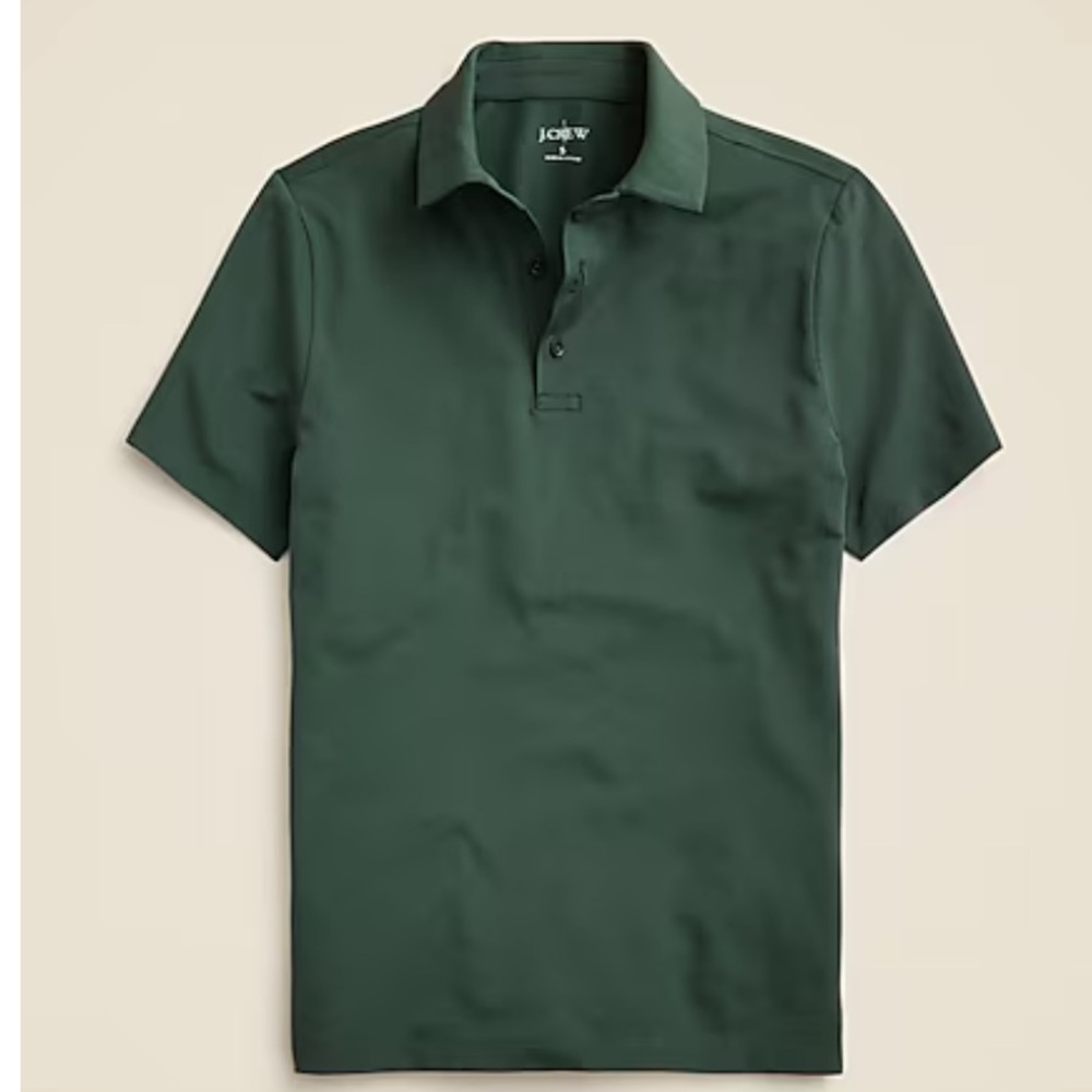 J. Crew Performance Pique Polo Shirt Dark Green Large